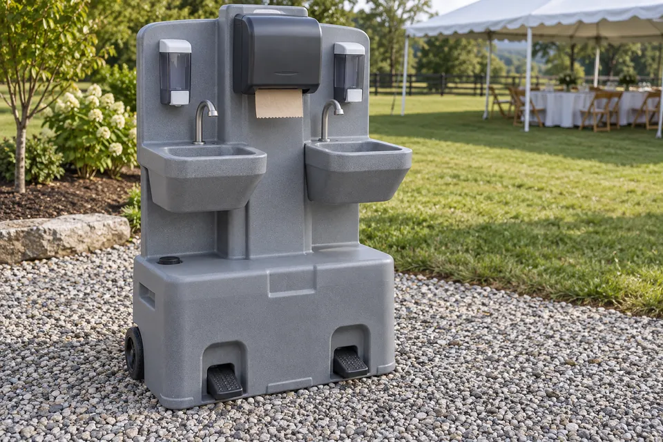 Freestanding portable handwashing station